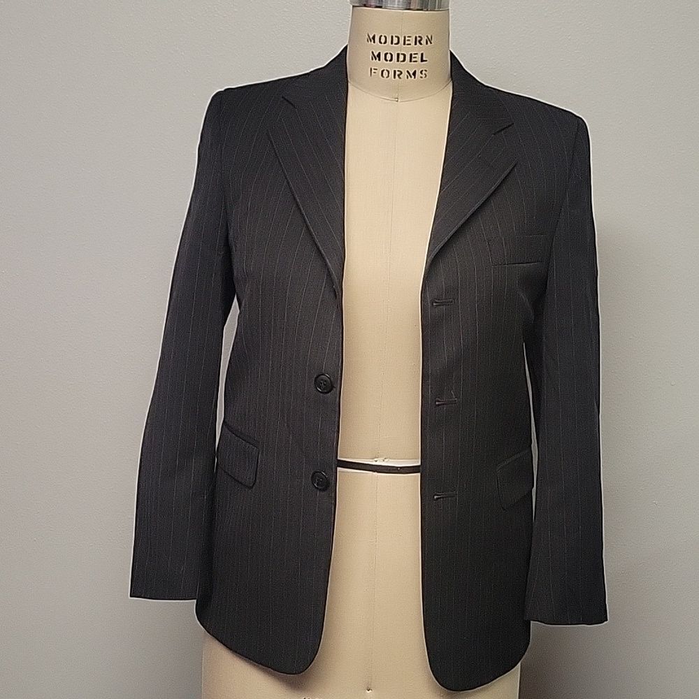 Nordstrom’s suit black pinstripes single breasted Jacket Size S, Pants 18/29